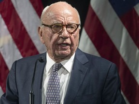FILE - Rupert Murdoch introduces Secretary of State Mike Pompeo during the Herman Kahn Award Gala on Oct. 30, 2019, in New York. Attorneys defending Fox in a defamation case related to false claims about the 2020 election withheld critical information about the role company founder Murdoch played at Fox News, a revelation that angered the judge when it came up at a hearing Tuesday, April 11, 2023.
