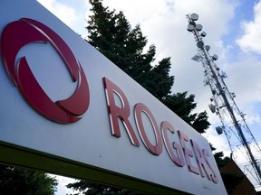 Telecommunications company Rogers Communications signage is pictured in Ottawa on Tuesday, July 12, 2022.
