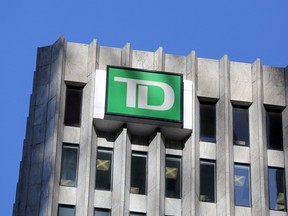 A TD Bank logo on a building in Toronto.