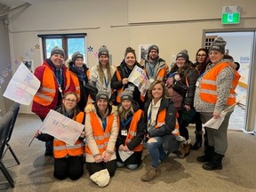Nearly two-dozen team members from Wilson Blanchard's Hamilton and Cambridge branch offices volunteered at the 2023 Coldest Night of the Year fundraising walk.