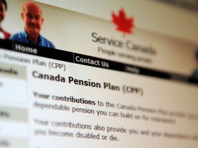 The Canada Pension Plan Investment Board earned a net return of 1.3 per cent in its latest fiscal year as inflation and rising interest rates weighed on both stock and fixed-income markets. Information regarding the Canada Pension Plan is displayed on the Service Canada website in Ottawa on Tuesday, January 31, 2012.