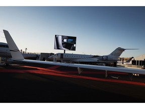 The Bombardier Inc. Global 6500 private jet is displayed during the National Business Aviation Association Annual Convention in Henderson, Nevada, U.S., on Monday, Oct. 21, 2019. The event brings together key aviation contacts from around the world, including current and prospective business aircraft owners, manufacturers and customers into one meeting place.