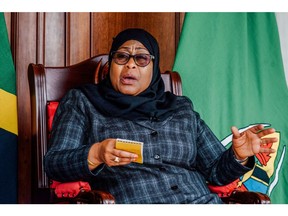 Samia Suluhu Hassan, Tanzania's president, during an interview at Chamwino State House in Dodoma, Tanzania, on Monday, March 28, 2022. The second phase of negotiations with a group of companies led by Equinor ASA and Shell Plc for building the long-delayed LNG terminal are expected to conclude by June, Hassan said in an interview in her office on Monday.
