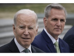 Joe Biden and Kevin McCarthy. Photographer: Drew Angerer/Getty Images