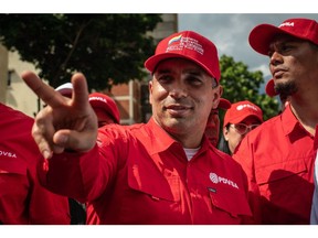 Pedro Tellechea, Venezuela's new oil minister and president of Petroleos de Venezuela SA (PDVSA), during an anti-corruption protest in Caracas, Venezuela, on Saturday, March 25, 2023. Venezuelan authorities announced 11 arrest warrants on Saturday in a widening corruption probe centered on billions of dollars in missing oil revenue that has reached the ruling elite's inner circle. Photographer: Carlos Becerra/Bloomberg