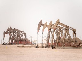 Oil pump jacks in Midland, Texas, US, on Thursday, March 2, 2023. Thousands of miles away from the turmoil on Wall Street, Midland, Texas that ranked No.1 in the US for inflation just over a year ago has since ceded that title – only to lay claim to a different one: the country's pay-raise capital.