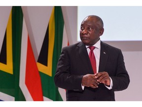 Cyril Ramaphosa, South Africa's president, during the South Africa Investment Conference in Johannesburg, South Africa, on Thursday, April 13, 2023. Today's conference starts as data this week showed that the South African economy has probably entered a technical recession.