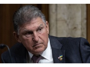 Senator Joe Manchin, a Democrat from West Virginia and chairman of the Senate Energy and Natural Resources Committee, during a hearing in Washington, DC, US, on Tuesday, May 2, 2023. The Treasury secretary told US lawmakers that her department's ability to use special accounting maneuvers to stay within the federal debt limit could be exhausted as soon as the start of June. Photographer: Tom Brenner/Bloomberg