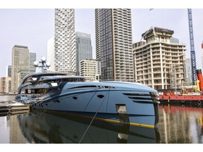 The superyacht Phi, in London, on May 18.