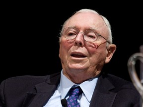 Charles Munger, vice chairman of Berkshire Hathaway Inc., speaks during an event in Pasadena, Calif., in 2011.