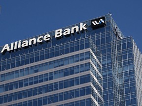 Western Alliance Bancorp Headquarters in downtown Phoenix, Arizona. Shares of Western and PacWest Bancorp plunged on May 4.