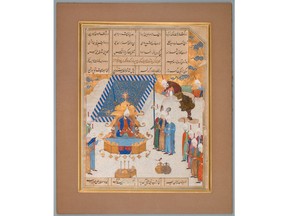 A King Sends Out His Sons Illustration from a dispersed manuscript of Masnavi-yi Ma'navi of Rumi Iran, Tabriz, ca. 1530 Ink, opaque watercolor, and gold on paper Aga Khan Museum, 2016.3.1 Photo credit - ©Aga Khan Museum 2023