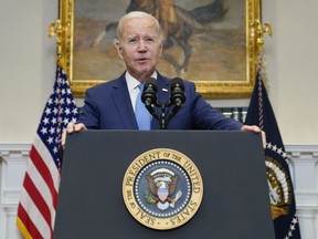President Joe Biden speaks about the debt limit talks in the Roosevelt Room of the White House, Wednesday, May 17, 2023, in Washington.