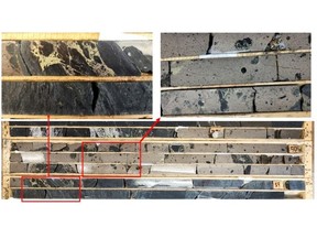 Massive sulfides intersected in Hole FL23-504 at Ferguson Lake Project.