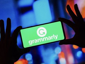 In this photo illustration, the Grammarly logo seen displayed on a smartphone.  Photographer: Rafael Henrique/SOPA Images/LightRocket/Getty Images