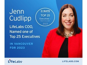 LifeLabs' COO Jennifer Cudlipp Receives Top Honours as one of Vancouver's 25 Most Influential Executives for 2023!