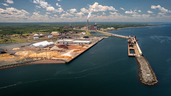 An aerial shot of the Port of Belledune in northern New Brunswick.