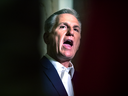 Speaker of the House Kevin McCarthy speaks to the press after an agreement in principle was reached between House Republicans and President Joe Biden's team to avoid a default on U.S. debt.
