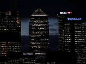 Bank towers in London's financial district.