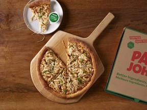 Created with the BETTER INGREDIENTS. BETTER PIZZA.® promise, the new Butter Chicken Pizza is madewith Papa Johns fresh, never-frozen original dough and topped with a velvety, creamy, and sweet sauceand loaded with seasoned chicken, crunchy green peppers and onions.