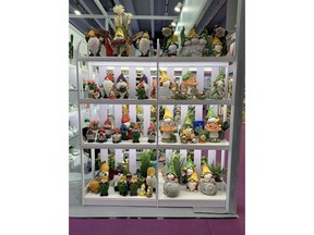 Garden gnomes on sale at the Canton Fair. Source: Bloomberg