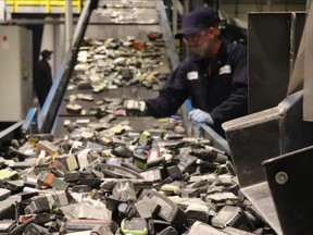 Battery material being recycled in a Li-Cycle Holdings Corp. plant.