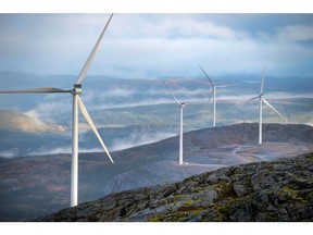 Wind turbines at Storheia wind farm in Norway. Photographer: Heiko Junge/AFP/Getty Images