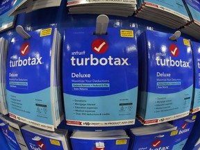 This is a display of TurboTax on display in a Costco Warehouse in Pittsburgh on Thursday, Jan. 26, 2023. In a settlement agreement last year, TurboTax's owner Intuit Inc. was ordered to pay $141 million to low-income consumers who were deceived into paying TurboTax to file their federal returns -- despite being eligible for free, federally-supported tax services.