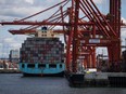 Container ships docked at the Port of Vancouver