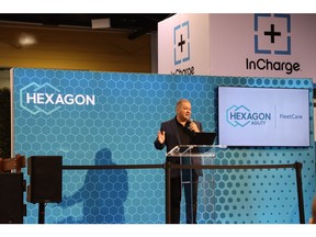 Brad Garner, SVP of Customer Care presenting Hexagon Agility FleetCare