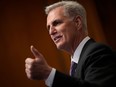 Speaker of the House Kevin McCarthy speaks during a news conference after the House passed legislation to raise the debt ceiling until 2025 and avoid a federal default.