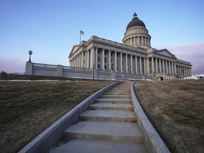 The Utah State Capitol is shown on March 3, 2023, in Salt Lake City. Adult entertainment industry lobbyists have filed a lawsuit on Wednesday against a new Utah law requiring porn sites implement age verification mechanisms to block minors from accessing sexually explicit materials.