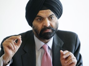 FILE - MasterCard CEO Ajay Banga speaks to reporters in New York, April 6, 2011. World Bank executive directors on Wednesday confirmed former Mastercard CEO Ajay Banga to lead the organization for a five-year term which starts next month.