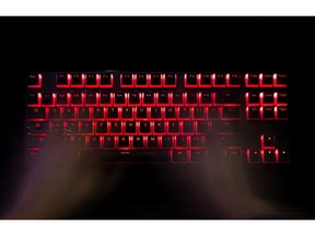 A person types at a backlit keyboard arranged in Danbury, U.K., on Thursday, Jan. 7, 2021. Photographer: Chris Ratcliffe/Bloomberg
