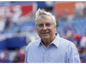 ORCHARD PARK, NY - AUGUST 20: Buffalo Bills owner Terry Pegula on the field before a preseason game against the Denver Broncos at Highmark Stadium on August 20, 2022 in Orchard Park, New York.