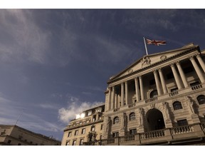 The facade of the Bank of England (BOE) in the City of London, UK, on Monday, Oct. 17, 2022. The Bank of England said it was restarting its corporate bond-selling as it looks to return to normality in the wake of a sustained selloff in UK assets.