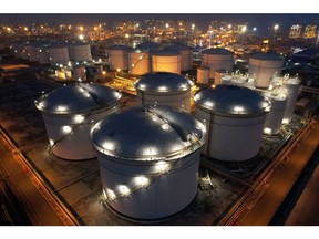 Fuel storage tanks at a PT Pertamina facility at Tanjung Priok Port in Jakarta, Indonesia, on Monday, Dec. 5, 2022. Pertamina is looking to buy crude for the February arrival to its Cilacap refinery, according to a tender document seen by Bloomberg.