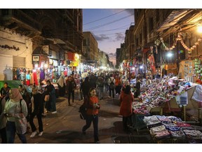 A night market in Alexandria, Egypt, on Tuesday, Dec. 6, 2022.