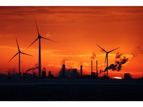 Onshore wind turbines in Wilhelmshaven, Germany. Photographer: Liesa Johannssen/Bloomberg