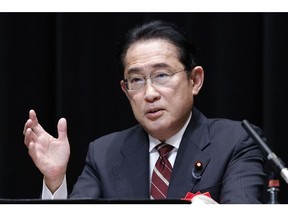 Fumio Kishida, Japan's prime minister, speaks at Waseda University in Tokyo, Japan, on Sunday, June 18, 2023. Support for Kishida's cabinet dropped 12 points to 33% in a poll taken by the Mainichi newspaper from June 17 to 18.
