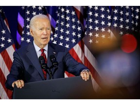 US President Joe Biden speaks during an event with abortion rights groups in Washington, DC, US, on Friday, June 23, 2023. Democrats are unleashing an abortion-rights messaging blitz on the one-year anniversary of the Supreme Court decision that overturned Roe v. Wade, seizing on an issue that remains a vulnerability for Republicans heading into the 2024 election.