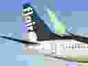 The tail section of a Flair Airlines plane is seen in this undated handout photo.