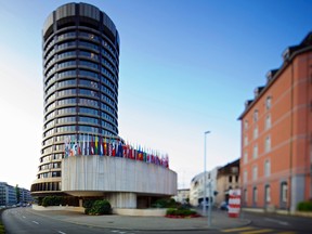 The headquarters of the Bank for International Settlements (BIS) is seen in Basel, Switzerland.