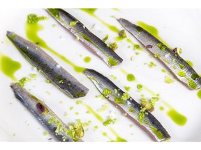 Anchovies at Table by Bruno Verjus, the No. 10 ranked restaurant. Photographer: Céline Clanet/Bloomberg