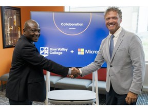 Dr. Misheck Mwaba, President & CEO of Bow Valley College and Marc Seaman, Vice President, Education Segment at Microsoft Canada