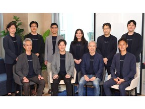 New Management Team Members: Front Row, Left to Right: Atsushi Yasuoka (Head of AxelLiner Business Division), Yuya Nakamura (CEO) , Daigo Orihara (CFO), Tatsuhiko Fukasawa (Head of AxelGlobe Business Division). Back Row, Left to Right: Yusuke Nakanishi (CSSO), Ryuichi Kokubo (Co-CTO/Information Technology), Takashi Eishima (Co-CTO/Aerospace Engineering), Makiko Hamada (CHRO), Sasaki (CISO), Yoshihiro Ota (CSO)