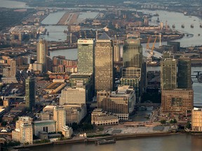 Skyscrapers in the Canary Wharf business district, including HSBC Holdings Plc.