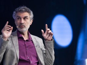 Yoshua Bengio, founder and scientific director of Mila-Quebec AI Institute, speaks at the C2MTL conference on Wednesday on May 24, 2023 in Montreal.