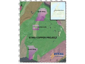 Vital Battery Metals Sting Copper Project 2023 Exploration Program Areas
