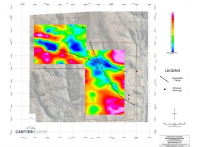 Resistivity Plan Map at N=4, Elevation 100m Below Surface with Additional Coverage in the NW Part of the Gonalbert Property